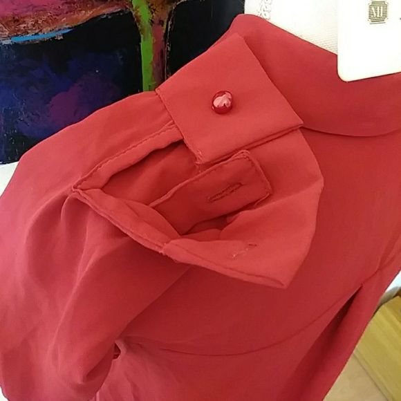 Venessa Collection Red Button Front Cape Tunic - Picture 6 of 16